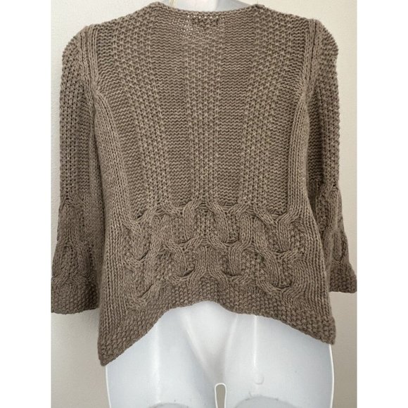 Silvia Novelli Large L Alpaca Wool Chunky Knit Cardigan Sweater Italy Brown EUC - Picture 3 of 7